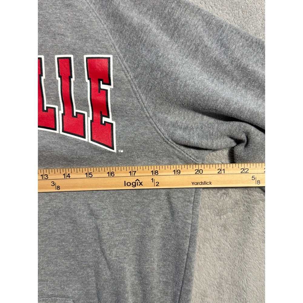 Louisville Cardinals Hoodie Mens Medium Gray Red Pullover NCAA Sweatshirt - Picture 6 of 9